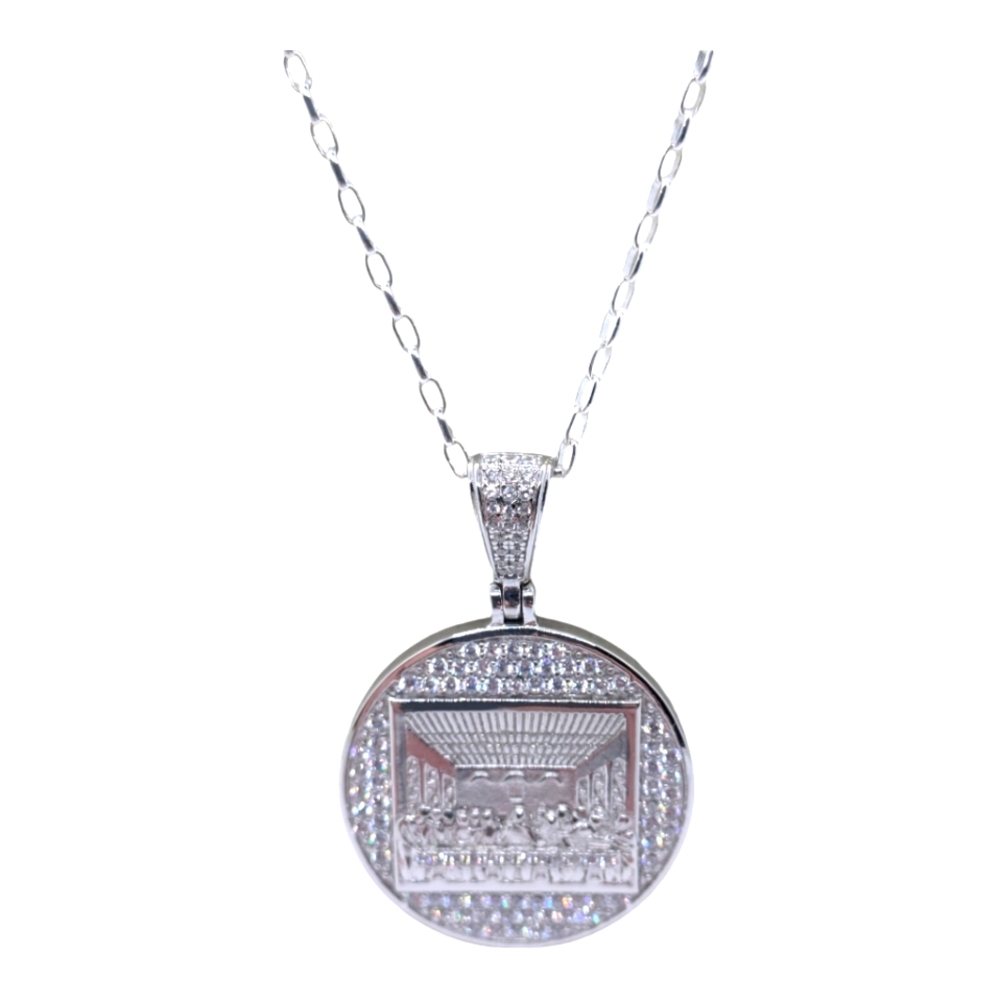 925 Sterling silver "Last Supper" Pendant and 925 Sterling Open Box Chain